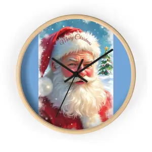 Deluxe Santa “Merry Christmas” Wall Clock — Festive Holiday Home Decor
