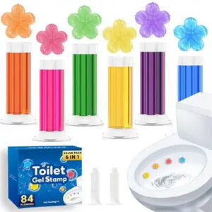 Toilet Cleaner, 6 Counts/box  Flower Shaped Stain Removal Cleaning Air Freshener, Flower Gel Toilet Push Type Bubble Cleaner for Home Kitchen Bathroom Dormitory