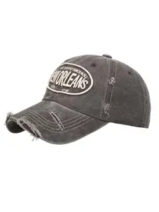 Unisex New Orleans Embroidery Distressed Baseball Cap for Outdoor Sports, Vintage Washed Hip Hop Hat, Streetwear Cap, Street Fashion Cap, Embroidered Caps