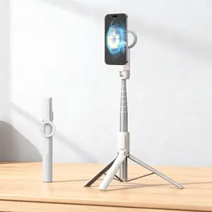 Magnetic Selfie Stick Tripod with Remote, 54 Inch Phone Tripod Compatible with Magsafe, Fits iPhone 12/13/14/15 Series, Magsafe Case, Selfie Stand