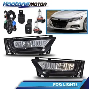 CROSSDESIGN Black Bumper Fog Driving Lights Smoked Lens Fit For 2013-2015 Honda Accord Sedan