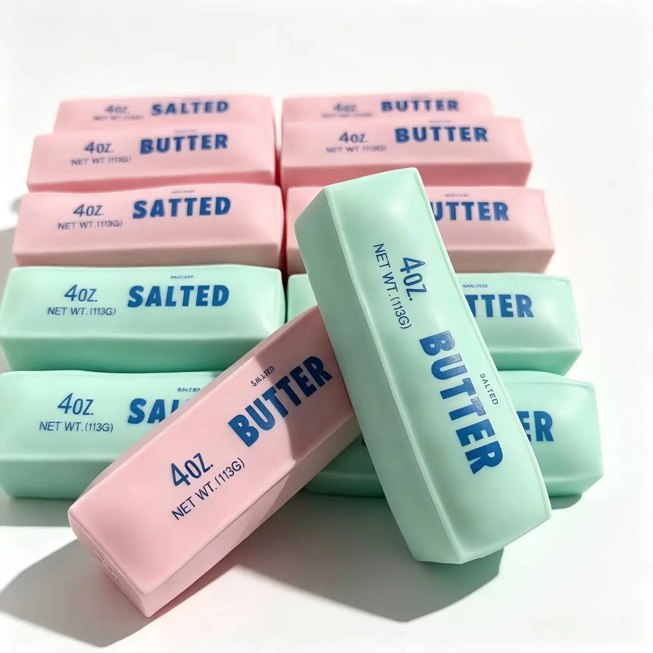 ASMR Crunch Sound Block Butter Squishy Fidget Hobby Toy, Pink Green Soft Stretch Squeeze Toy, Portable Pocket ASMR Sensory Toy For All Ages Relax