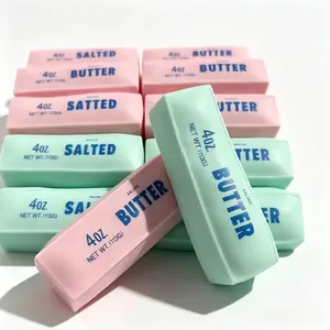 ASMR Crunch Sound Block Butter Squishy Fidget Hobby Toy, Pink Green Soft Stretch Squeeze Toy, Portable Pocket ASMR Sensory Toy For All Ages Relax
