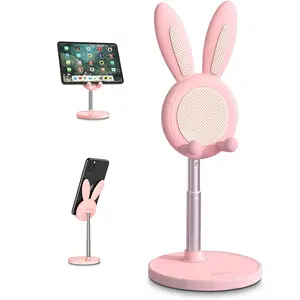 Cute Rabbit Design Phone Holder, Adjustable Desktop Phone Stand, Portable Phone Holder for Home Office, Compatible with All Phones & Tablets, Computer