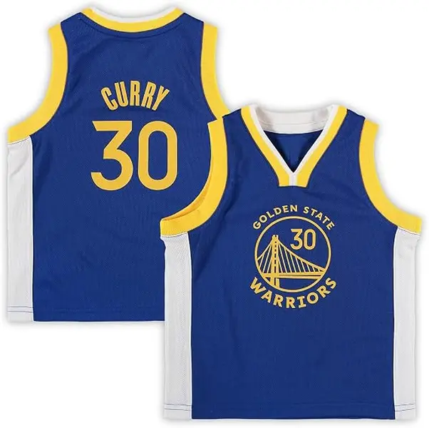 Hot Tiktok 2026 Retro Basketball Jersey Sleeveless Sports Top with Royal Blue Yellow #30 Graphic and Curry Back Print
