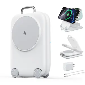 【Mother's Day Gift】PaktVault 2025 Traveling Fast Wireless Charging Station for Apple Devices, Magnetic 3 in 1 Travel MagSafe Charger Stand for iPhone 16 15 14 13 12 Pro Max Plus, Apple Watch& Air pods 4 3 2 Pro