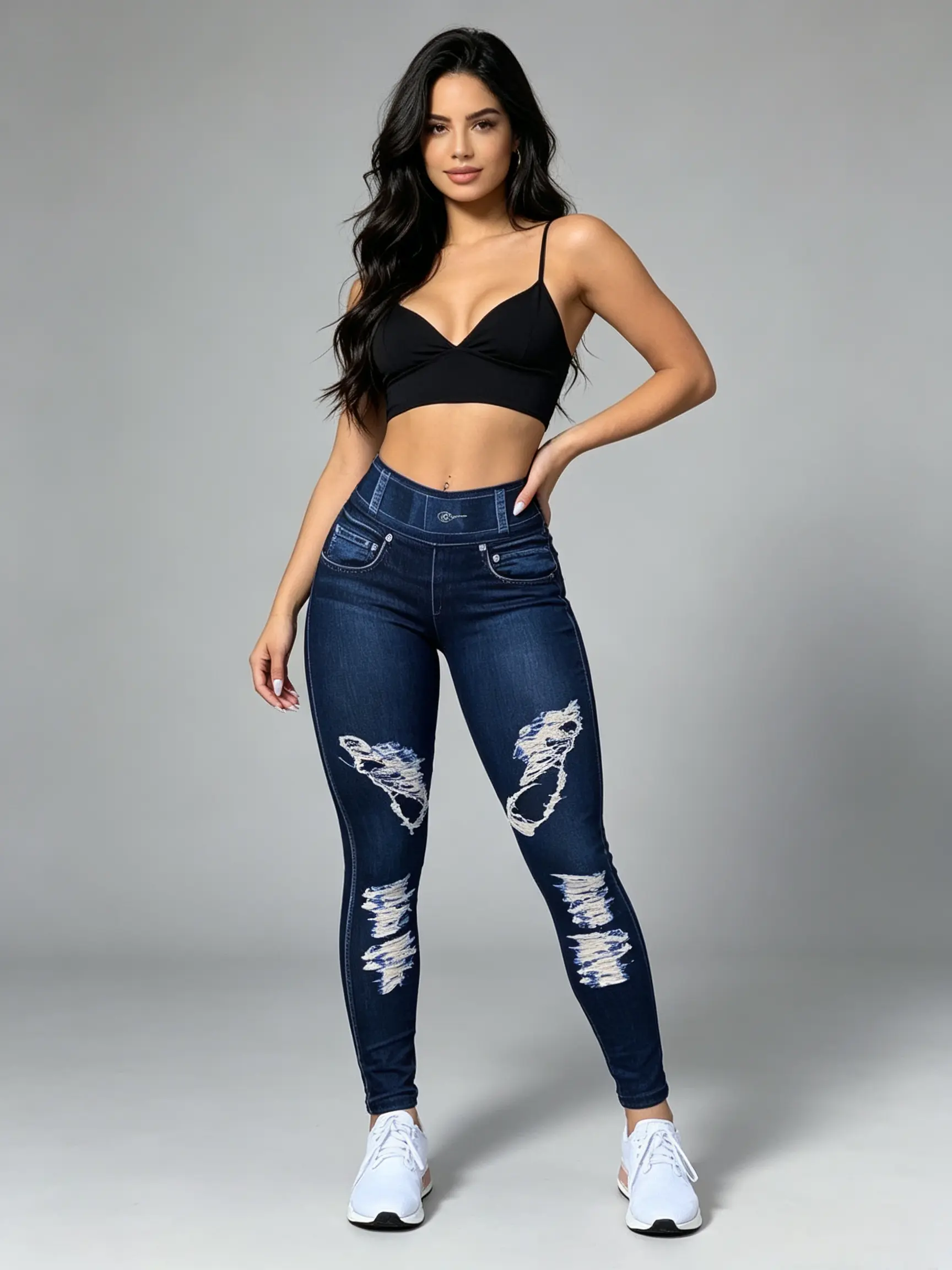 3pcs Women's high-waisted stretch faux denim leggings for fitness, sports, and yoga.