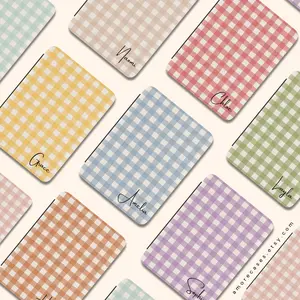 Gingham Personalized Kindle & Reading Tablet Case with Magnetic Closure Stretch Hand Strap for 7" 2024 Paperwhite & Colorsoft Models Black Back