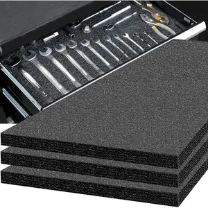 Tool Box Foam 48x24x1 inch 3Pack, Foam Inserts for, Polyethylene Sheets for Toolbox Hard Case, Tool Shadow Insert, Kaizen Organizer Sheet, Black