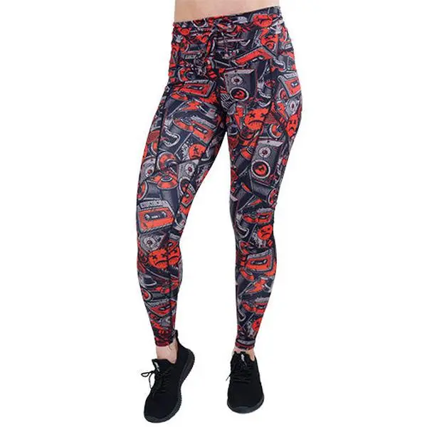 Women's Legacy Leggings, Graffiti Print High Waist Workout Wear, Squat Proof Polyester Spandex Tights in Capri & Full Length, Printed Pattern, Cropped
