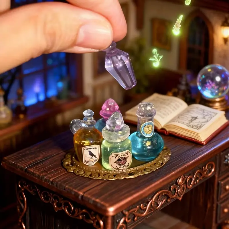 Miniature Magic Bottle Home Decor Statue Set, Festival Gift, Realistic Magic Bottle Sculpture, Photography Prop, Desktop Ornament