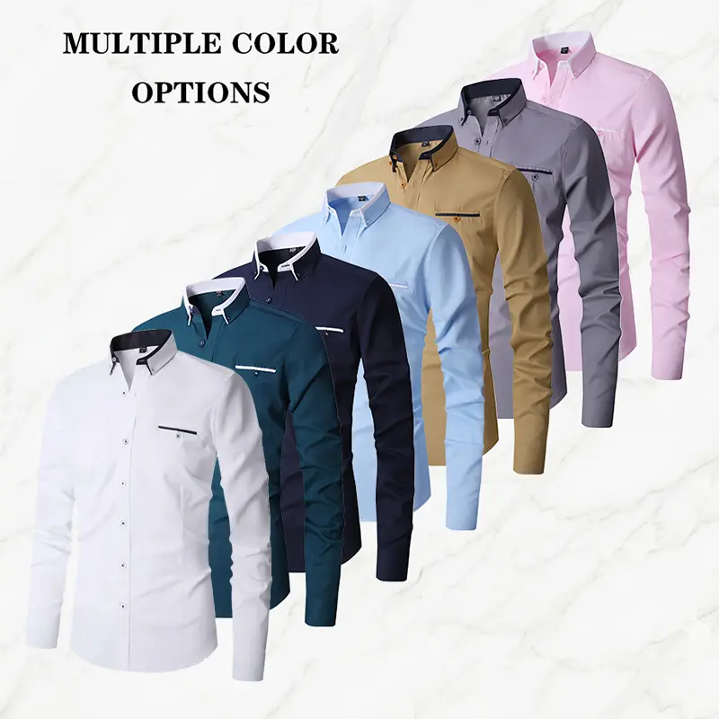 Men's formal shirt, 1-pack. Casual shirt. Classic button long-sleeve shirt. Solid color series. Skin-friendly and breathable. Suitable for all seasons. Suitable for business. Outdoor leisure. Wedding reception Date.Summervibes