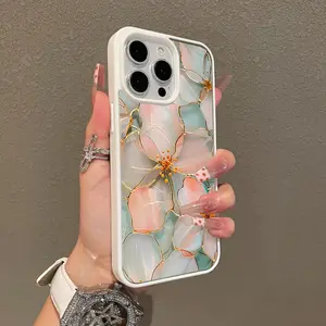 Magnetic Compatible Case for iPhone 17 16 E Pro Max 15 Plus 14 13 12 11 XS XR, Pastel Floral Stained Glass Aesthetic Print | Shockproof, Silicone, Lightweight, Scratch Resistant, and Trendy Protection