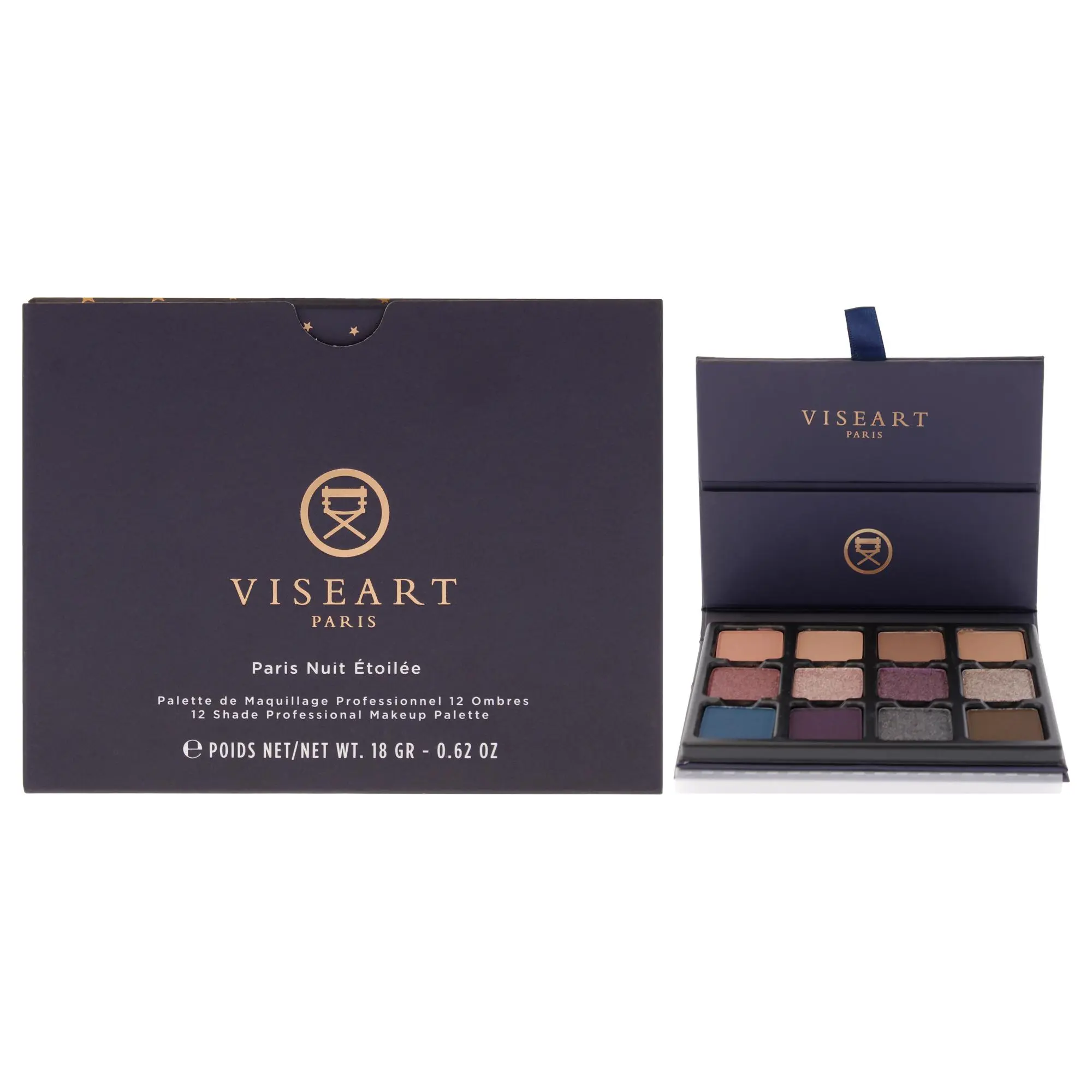 Visepro 12-Shade Compact Makeup Eyeshadow Palette - Paris Nuit Etoilee by Viseart Paris for Women, Versatile, 0.62 oz