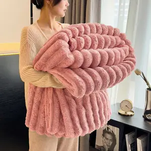 Comfort 3D Striped Fluffy Blanket – Soft Plush Throw for Couch Bed Sofa Home Decor Machine washable Warm gift
