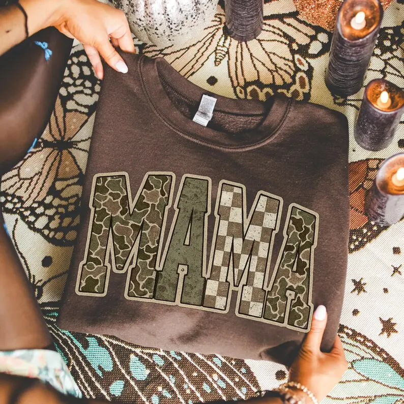 Retro Hunting Camo Mama Sweatshirt, Deer Hunting Season Shirt, Vintage Duck Camo Shirt, Fall Camo Sweater