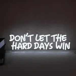 Don’t Let Hard Day Win Inspirational Neon Sign | Led Light Backlit & Led Lighted, USB Powered Dimmable LED Wall Decor, Perfect Valentine's Day Gift for Living Room & Resilient Space