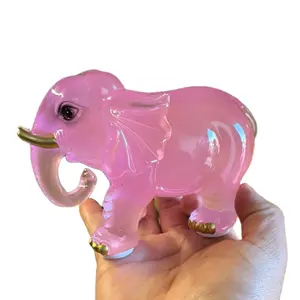 Pink Elephant PAIR decor 5in x 4in set of 2