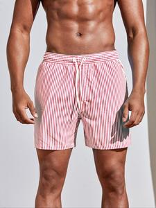 men's regular fit striped print shorts, casual comfy breathable shorts for summer, men's bottoms for tropical beach vacation, men's shorts, menswear,  shorts for men