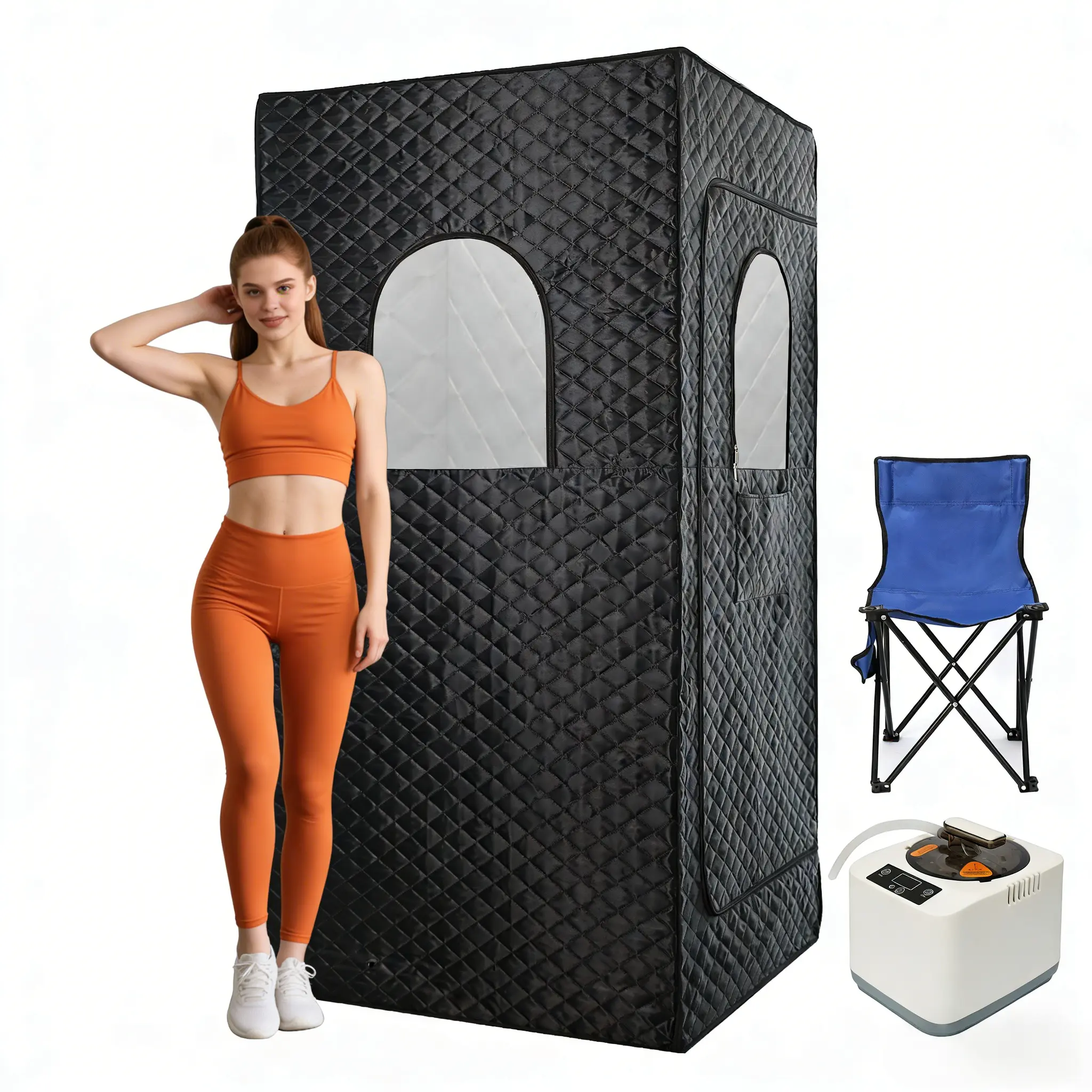1200W Portable Home Steam Sauna Kit – 3L High Capacity Personal Sauna Tent with Remote Control & Folding Chair