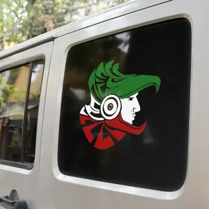 Car Window Decal, Mexican Culture, Escudo Mexicano,  Aztec Eagle Warrior, Mexican Flag Sticker, Guerrero Azteca, Car Window Decal, EasyPSV Permanent for Indoor and Outdoor Use