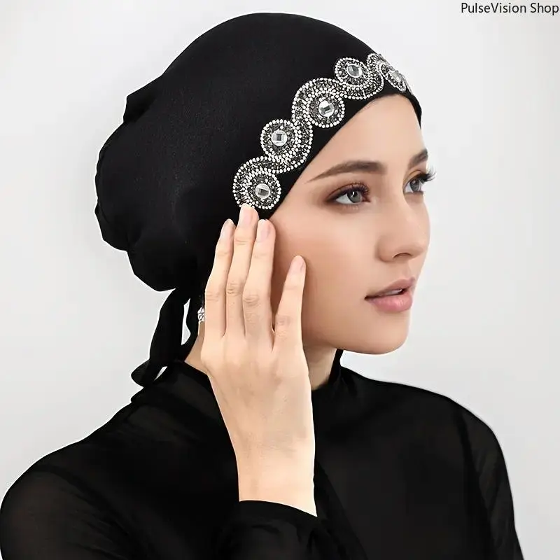 Women's 2-Piece Chiffon Hijab Set - Elegant Solid Wrap Headscarf with PVC Undercap, One Size, Everyday Wear for Daily Commute, All Seasons Fashion Accessory