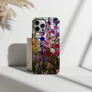 Stained Glass Wildflower Phone Case Boho Floral Aesthetic Phone Case, Magsafe Phone Cases  For IP X 11 12 13 14 15 16 17 S21 S22 S23 S24 S25-Ultra Series