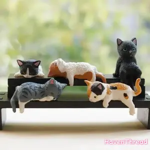 2026 Mini Cat Desk Figurines Set of 5, Resin Multi-Pose Kitty Ornaments, Cute Cartoon-Style Fun Gifts for Home Offices, Playful Desktop Decorations (Premier League Fan Shop Collectibles)
