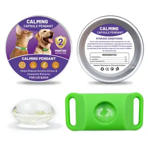 Dog Calm Collar Clip with Airtag Storage, Pheromone-Based Anxiety Relief, Adjustable Harness Accessory for Outdoor Walks