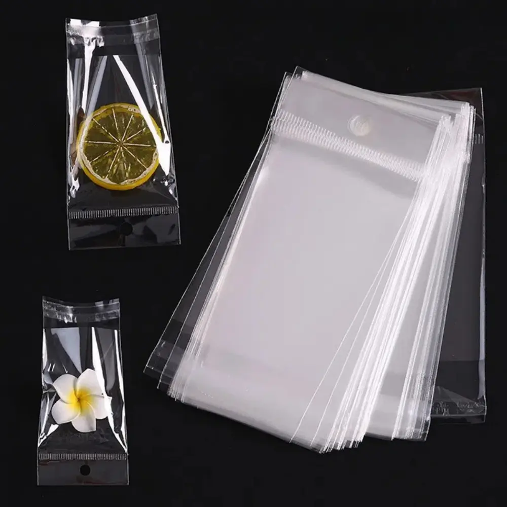100pcs/pack Transparent Opp Self-Adhesive Bags, 7x15.5cm Hanging Hole Jewelry Packaging Bags, Earring Bracelet Display Pouches, Durable Pouch, Plastic Storage Organizer, Resealable Bags, Clear Storage Bags