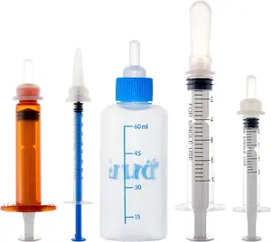 Puppy & Kitten Nursing Bottle Feeding Kit – 60ml Pet Milk Feeder Set with 5 Nipples & Syringe for Newborn Small Animals