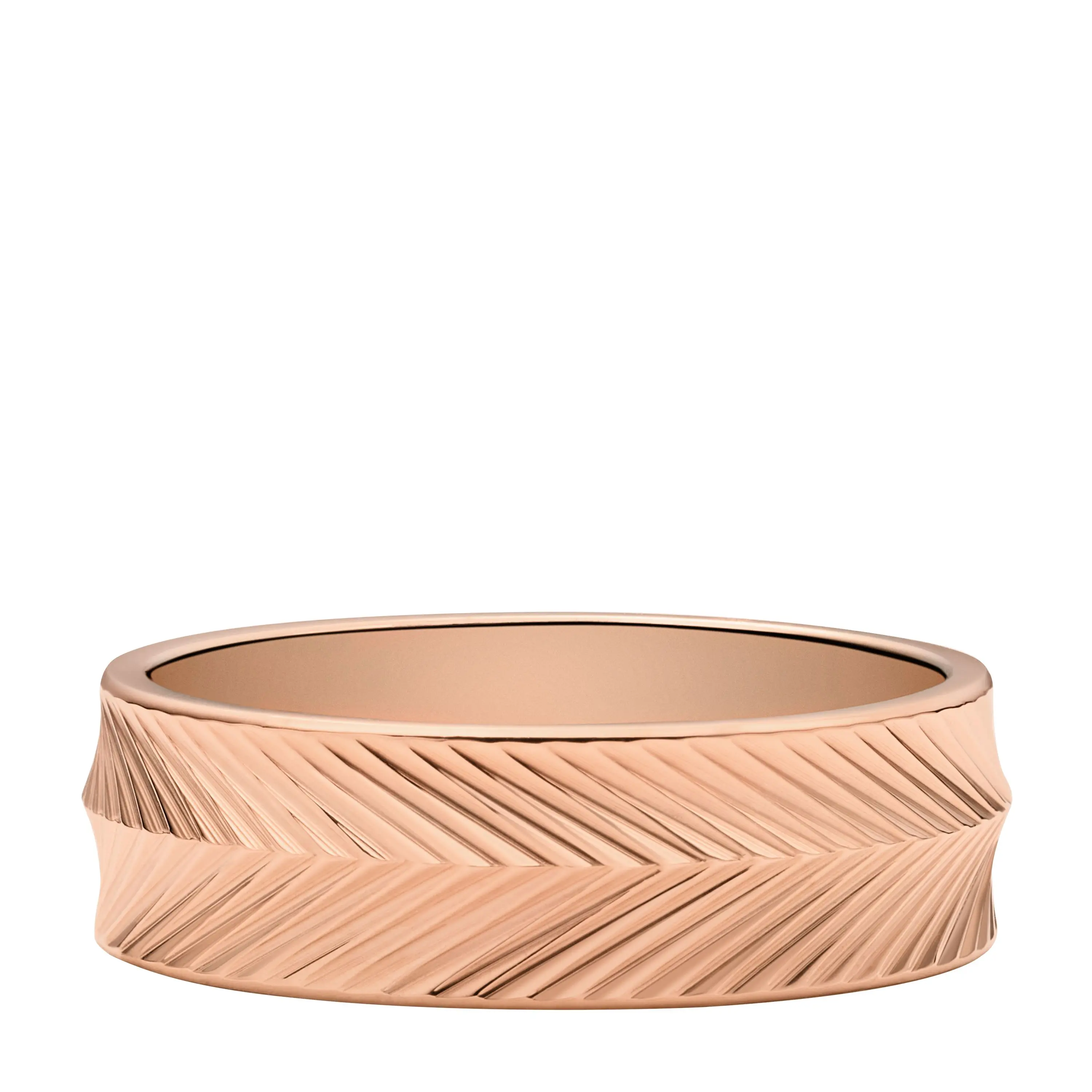 Fossil Women's Harlow Linear Texture Rose Gold-Tone Stainless Steel Band Ring, JF04663791