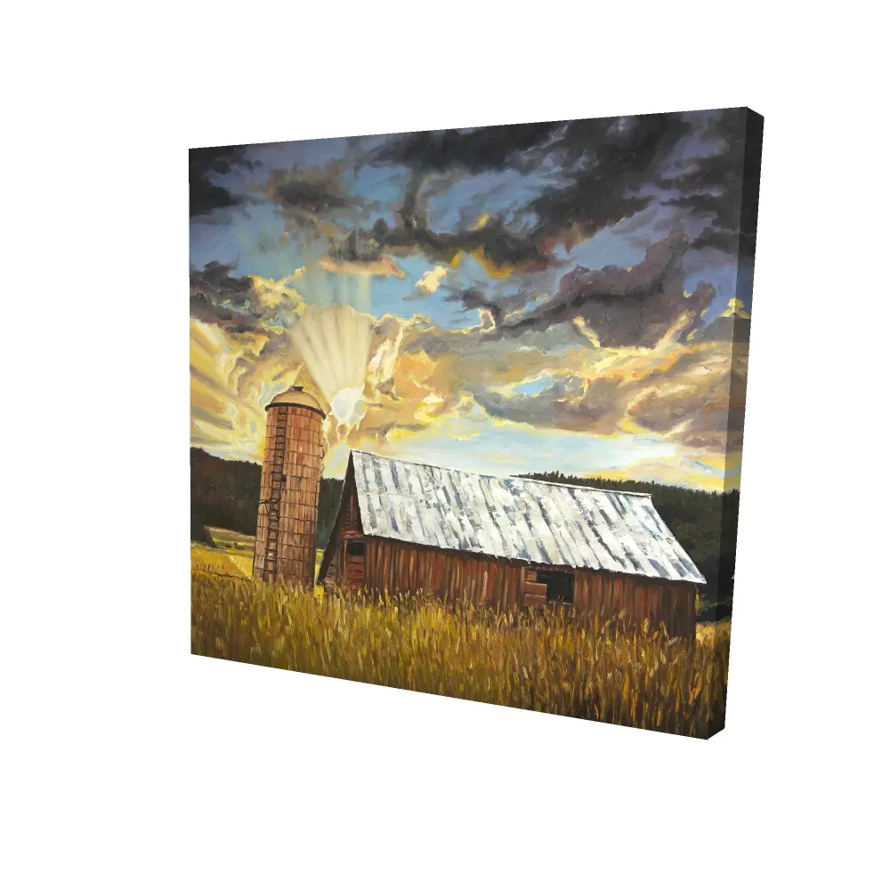 212 MAIN Rustic Charm Vibrant Hay Barn Brown Landscape Print - 24x24 Rectangle Print Wall Art, Farm-Themed Bedroom Wall Decor, Home Supplies Gift, Farm-Themed Wall Arts, Print Wall Arts