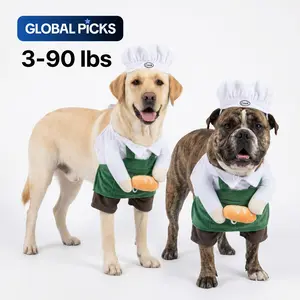 KOOGAL Standing Dog Chef Costume with Baker Hat and Bread Toy Funny Cook Outfit for Small Medium and Large Dogs 3 to 90 lbs tiktokshopspringglowup