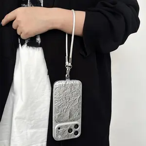 Vintage textured leather phone case with wrinkled design, compatible with iPhone 17 Pro Max, 16 Pro, 15, 14 and 13. It is a shockproof protective cover featuring durable protection and a secure grip design, perfectly suited for daily use.