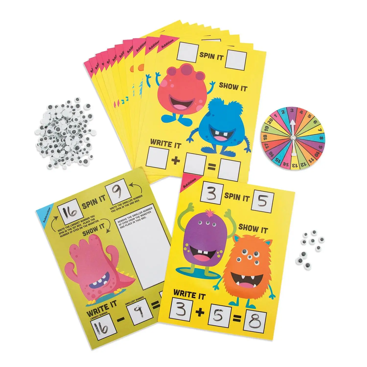 Spin Write Show It Dry Erase Monster Math Mats Kit -524 Pc.