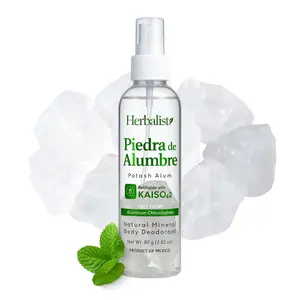 Herbalista Whole Body Natural Crystal Piedra Alumbre Deodorant Spray – Refillable 80g (2.82oz) Potash Alum Mist for Women, Men & Teens – With Real Alum Stones – Aluminum-Free, Long-Lasting & Gentle