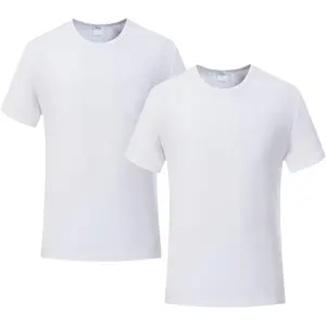 2 PCS Adult Unisex Sublimation Blank T Shirts polyester tshirts for sublimation White Crew Neck Fabric Man