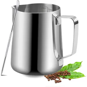 Milk Frothing Pitcher, 350ml/600ml (12oz/20oz) Milk Frother Cup Stainless Steel Jug Steaming Pitcher, Milk Coffee Cappuccino Latte Art Barista Steam Pitchers Milk Jug Cup with Decorating Pen
