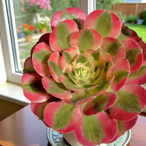 Live Big Bloom Succulent（Aeonium ‘pink witch’Variegata） – Single Head, Vibrant Color | Bare Root Easy-Care Christmas Gift & Festive Home Decor”