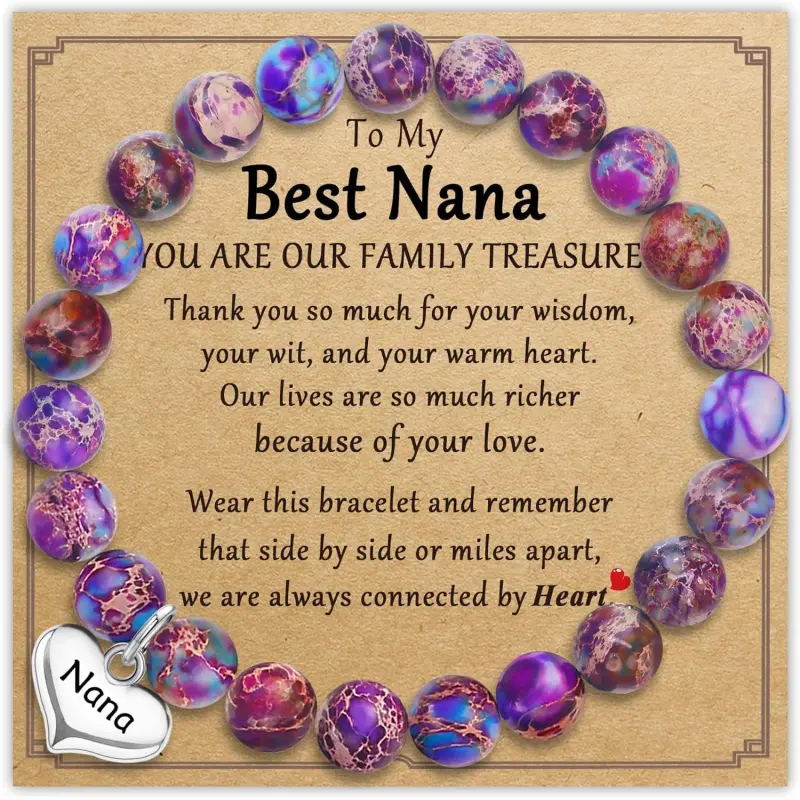 Christmas Gifts for Mom Nana Dog Mom Nana Gifts Nature Stone Moms Bracelets from Daughter or Son Dog Lover Bracelet as Stocking Stuffers for Women Grand