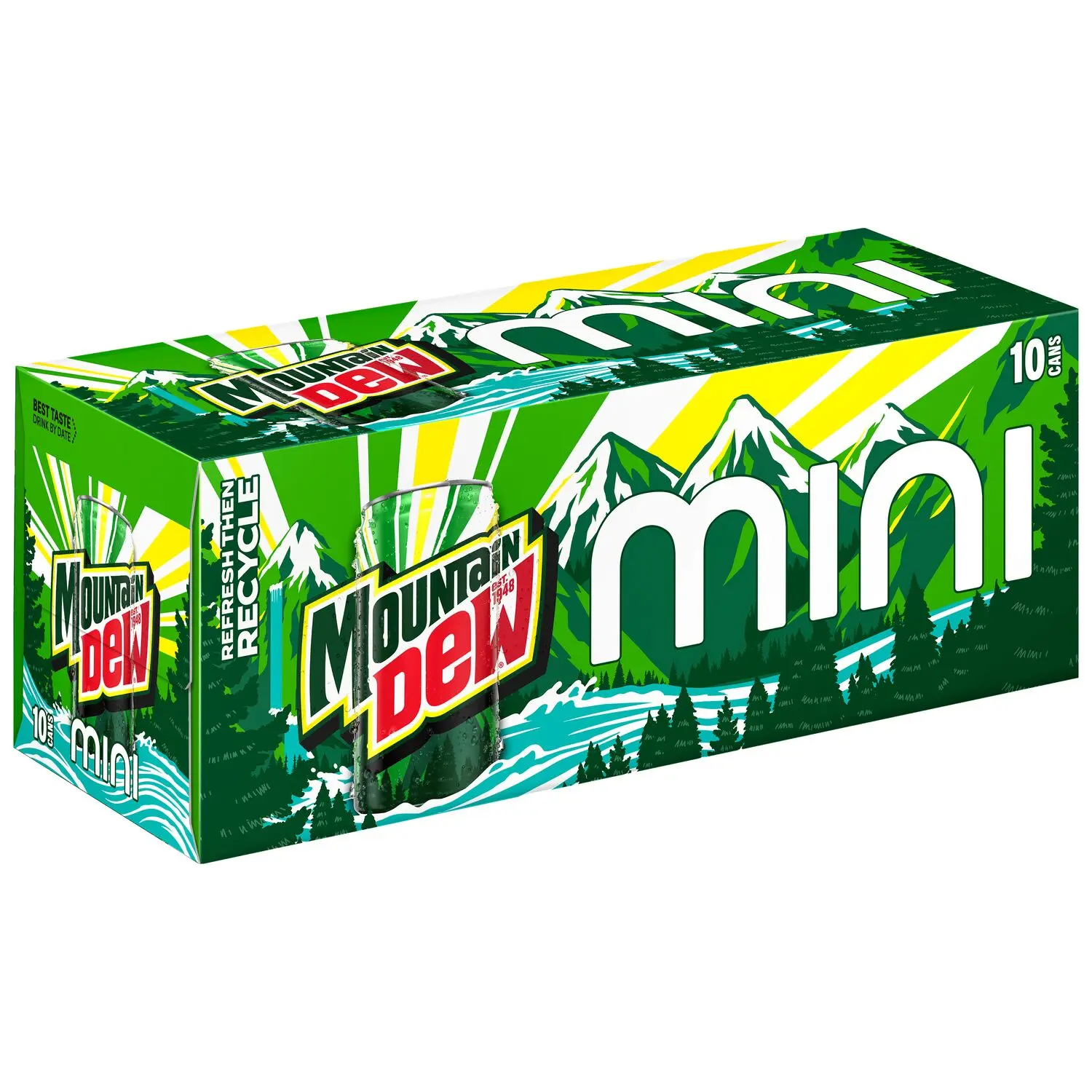 Mountain Dew Soda, 7.5 Fl Oz, 10 Pack Mini Cans - 2 Pack