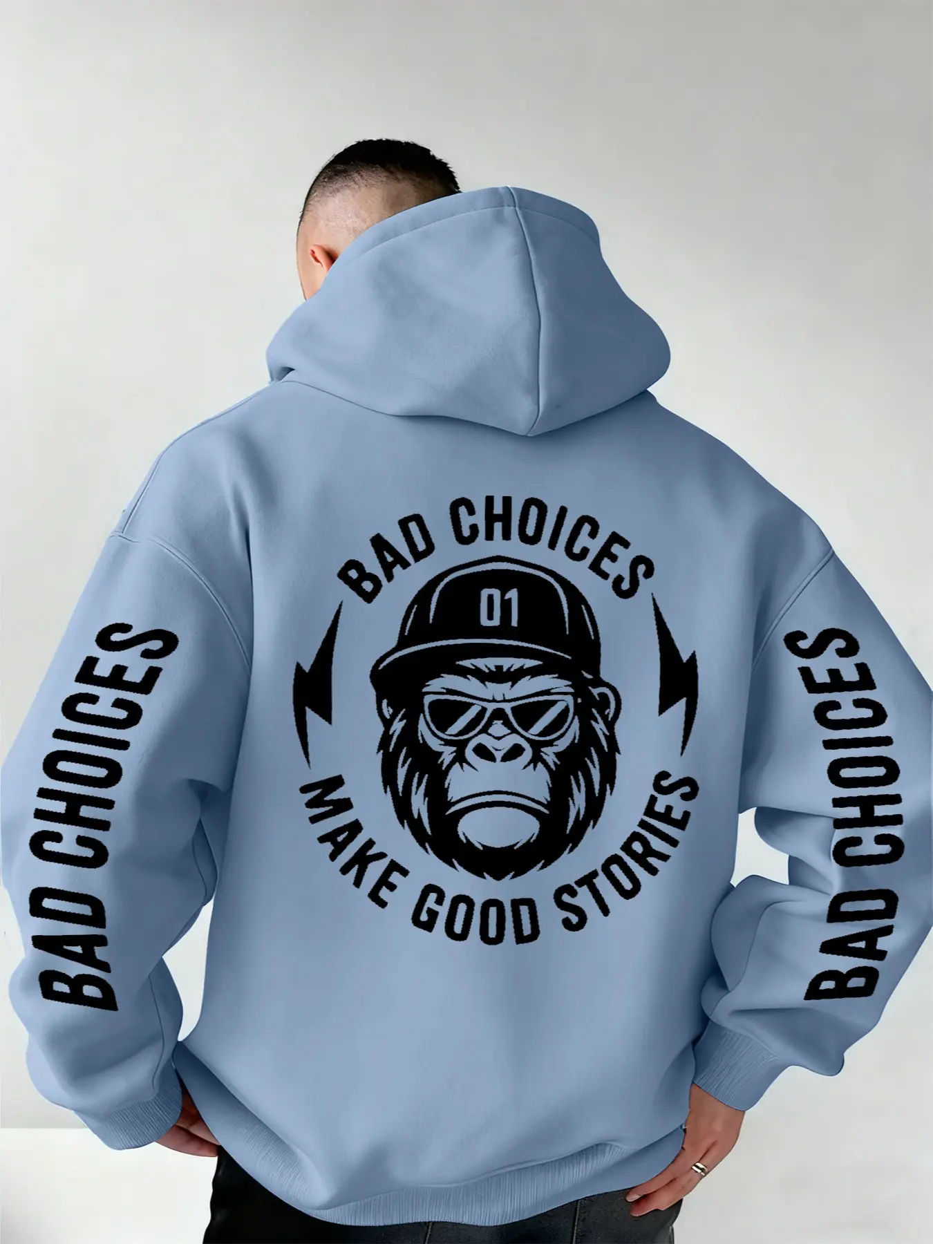 New Men's Hooded Sweatshirt with Sunglasses Monkey Print, Graphic Hoodie, Soft Stretch Knit Fabric, Casual Fitted Style, All Season Wear, Casual Streetwear Sweatshirt, Casual Streetwear Hoodies, Graphic Streetwear Clothing