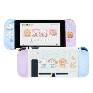 GeekShare Protective Case for Switch / OLED / Slim Cover Console Accessories Compatible with Nintendo Switch Separable Soft Silicone Protective Shell for Joy Con with 2 Thumb Grip Caps-Mikko