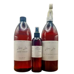 Tropical Beach House Scented Liquid Cleaning Set - Household Cleaning Products, Multifunctional Cleaner, Coconut Eucalyptus Peach Mint Fragrances, Leaf-Enhanced Mop, All-Purpose Cleaner, Room Spray, Soap