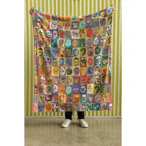 Lucha Libre Mask Cozy Blanket | Soft Velveteen Plush Throw Blanke,Gift For Men & Women & Kids