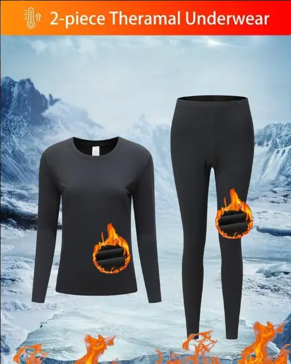 2-Pack Women's Thermal Underwear Set | Fleece-Lined for Fall/Winter – Cozy Base Layer & Loungewear for Cold Days