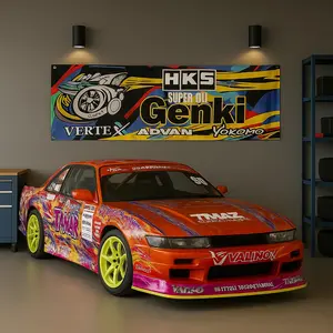 Drift Livery Nobori Banner Flag 71x24" – JDM Garage Workshop Decor, Street Racing Inspired Wall Art