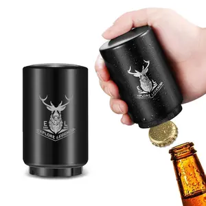 1Pc Automatic Beer Bottle Opener with Magnetic Cap Openers, Stainless Steel Push Down and Pop Off One Handed Opening Bottle Openers for Kitchen Home, Bar Restaurant, Bartender abridor de cerveza