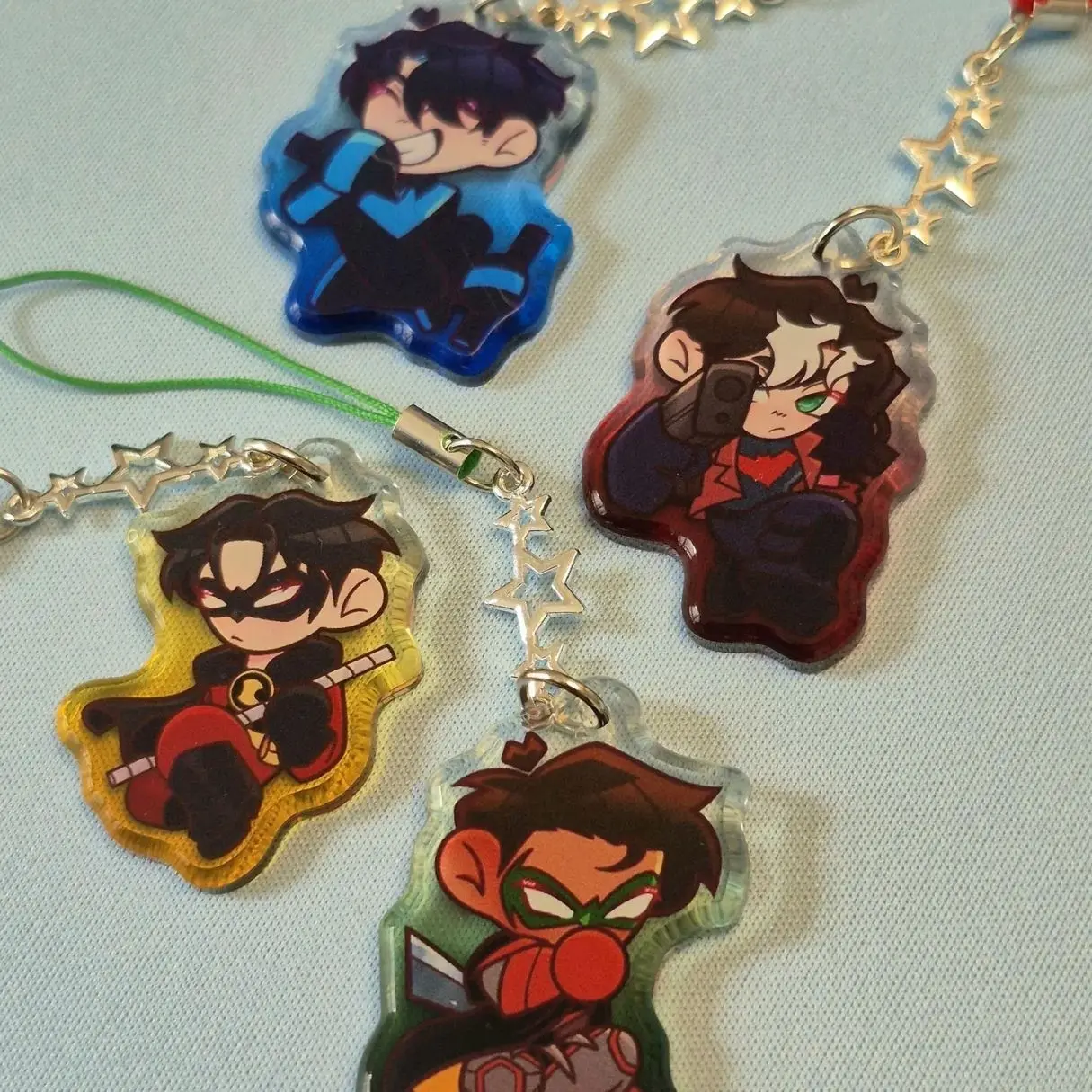 Batfamily Acrylic Keychains Nightwing Red Hood Red Robin Damian Wayne DC Comics Batfam Keychains